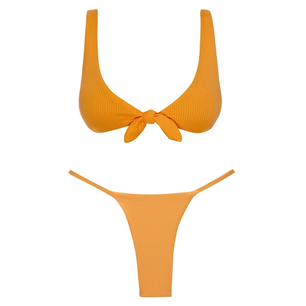 MONDAY SWIMWEAR Portugal Top + Barbados Bottom in Tangerine Rib